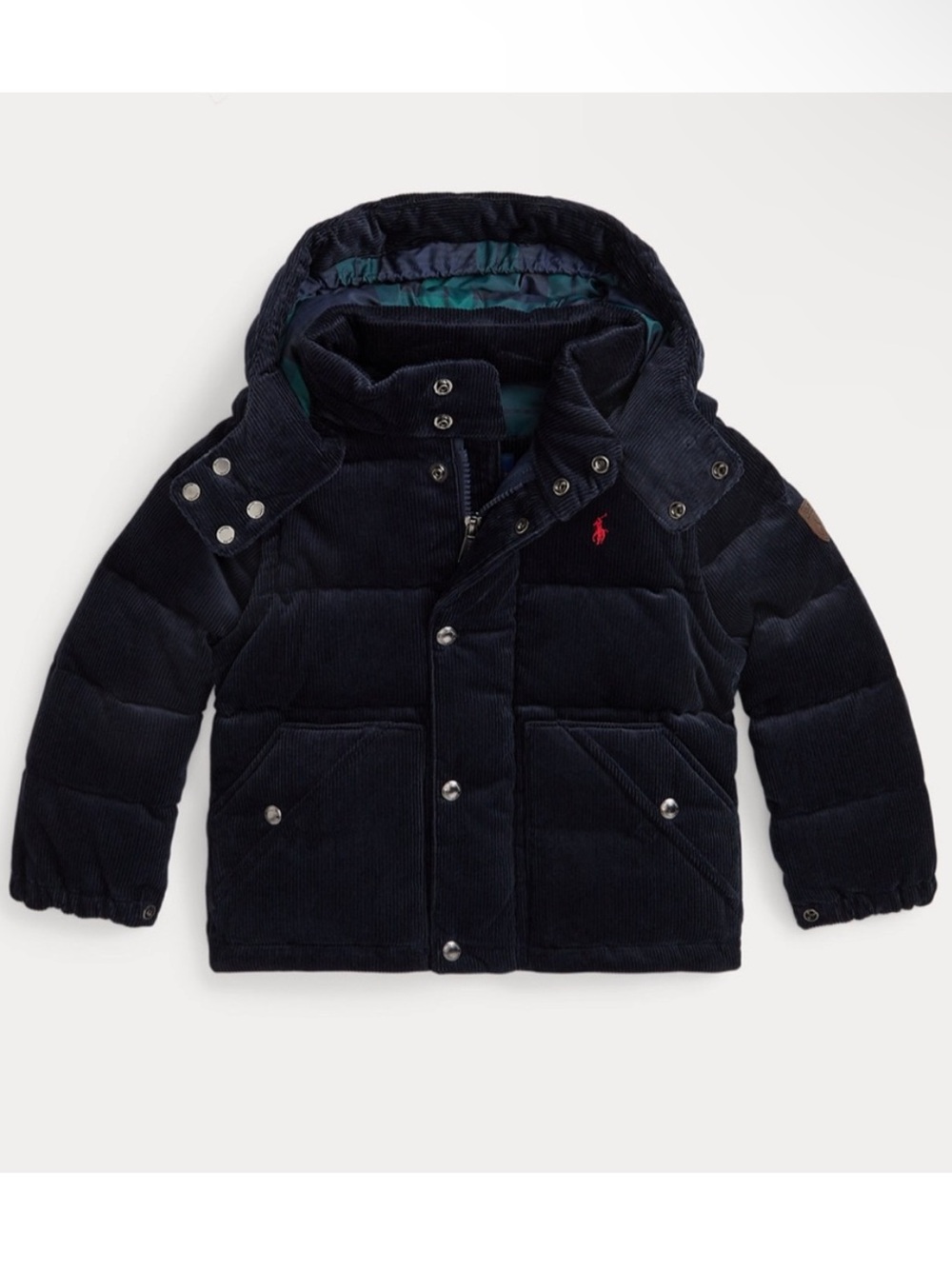 Ralph Lauren Navy Corduroy Puff Jacket with Hood